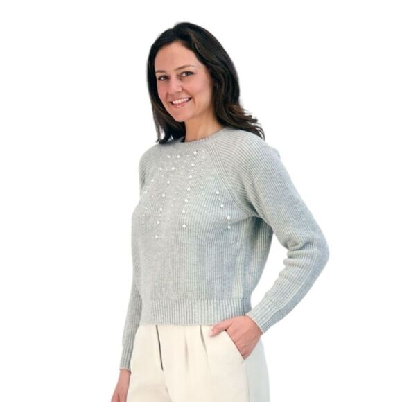 French Connection Women's Embellished Grey Sweater Size L - Picture 2 of 15